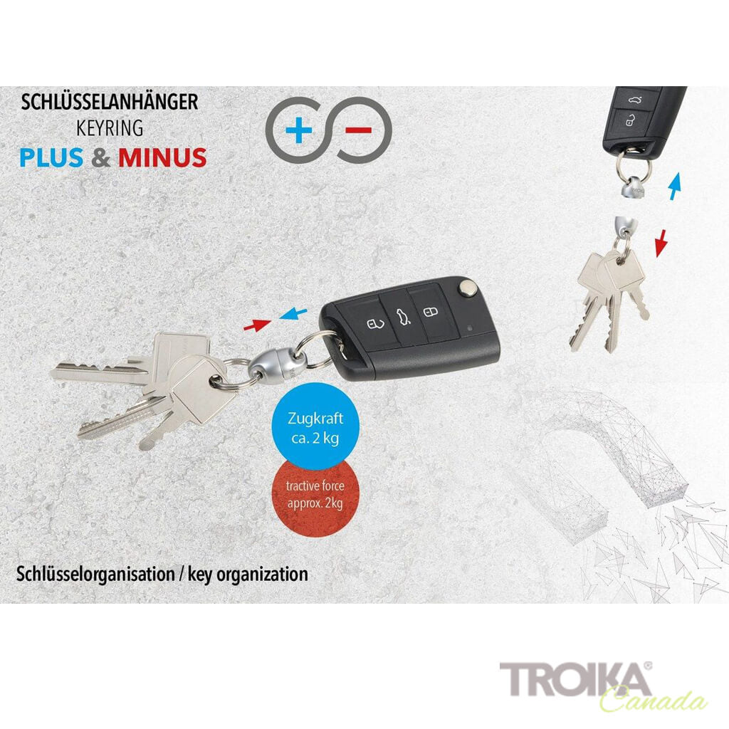TROIKA Keyring "PLUS & MINUS" - MATT SILVER
