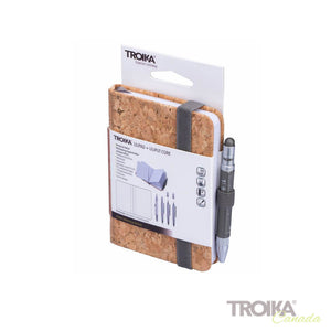 TROIKA Notepad DIN A7 incl. ballpoint pen LILIPUT - cork