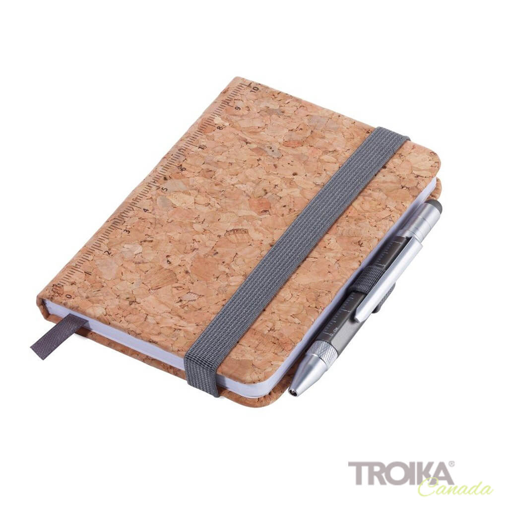 TROIKA Notepad DIN A7 incl. ballpoint pen LILIPUT - cork