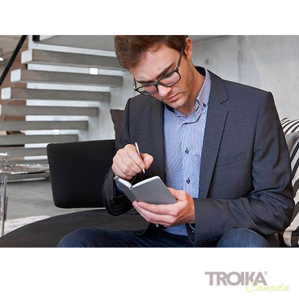 TROIKA Notepad DIN A7 incl. ballpoint pen LILIPUT - black-red