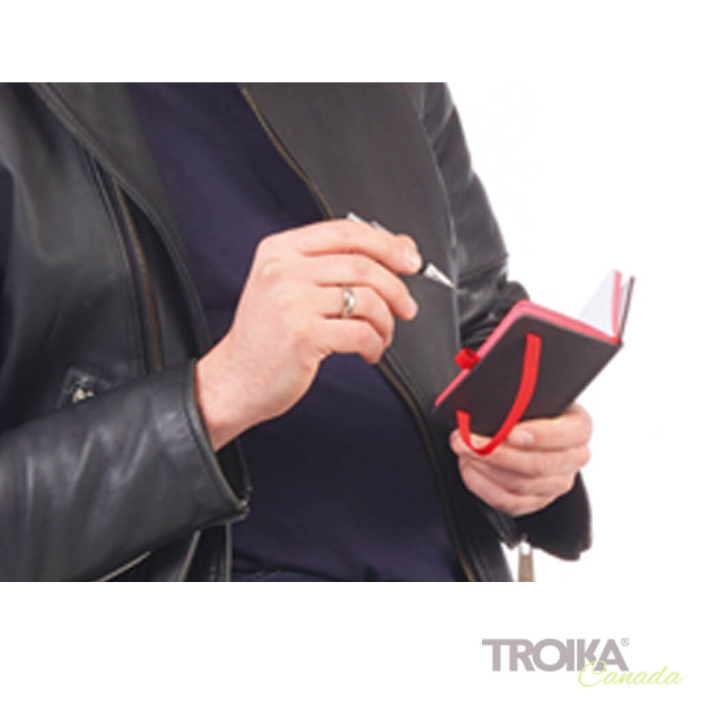 TROIKA Notepad DIN A7 incl. ballpoint pen LILIPUT - black-red