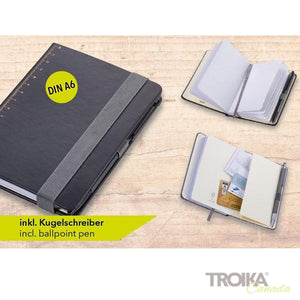 TROIKA Notepad DIN A6 incl. Ballpoint Pen Slim - Black/gold