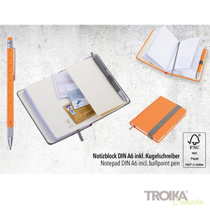 TROIKA Notepad DIN A6 incl. ballpoint pen SLIM - SOFT-ORANGE