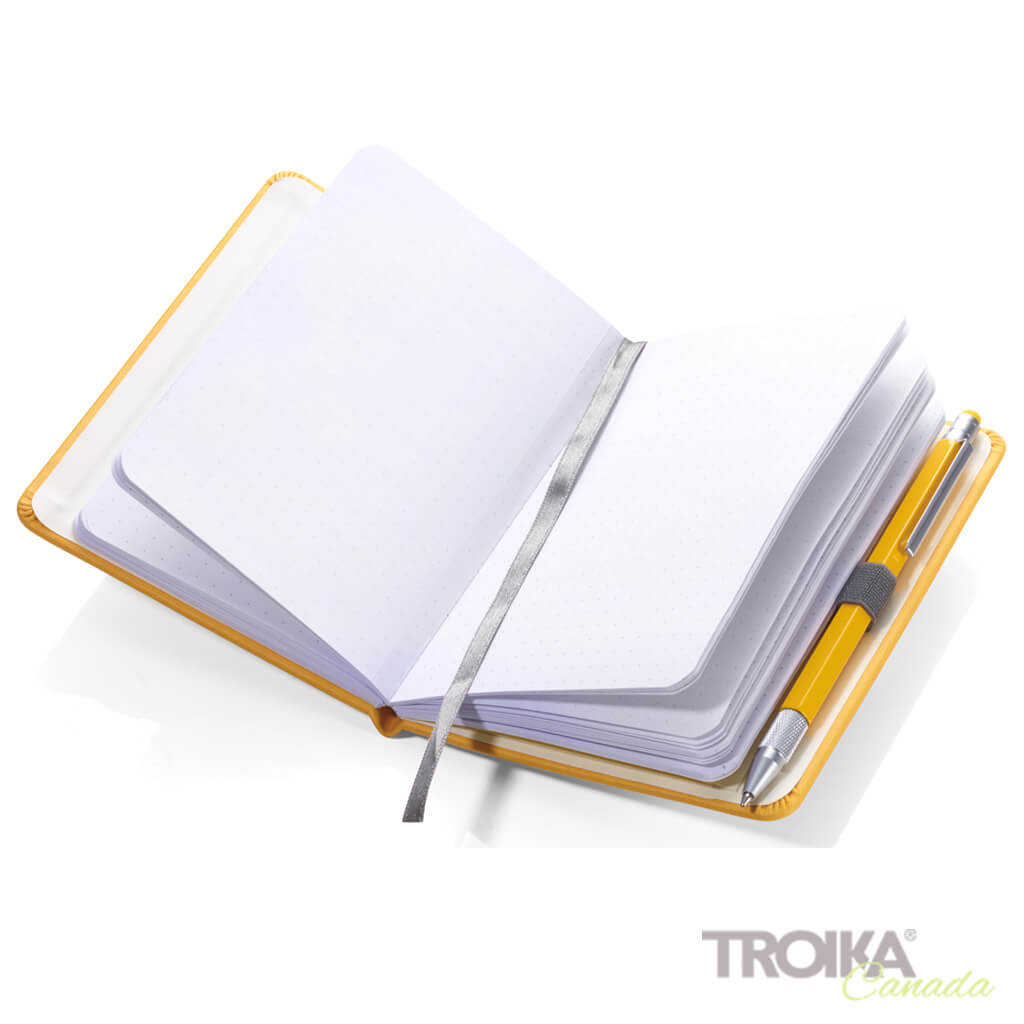 TROIKA Notepad DIN A6 incl. ballpoint pen SLIM - YELLOW
