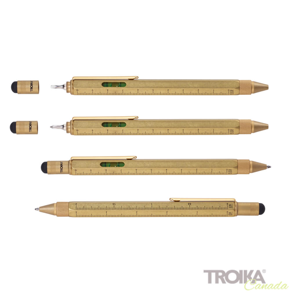TROIKA Multitasking Ballpoint Pen "CONSTRUCTION" - Brass Media 1 of 4