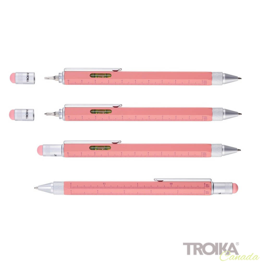 TROIKA MULTITASKING BALLPOINT PEN "CONSTRUCTION" - CORAL