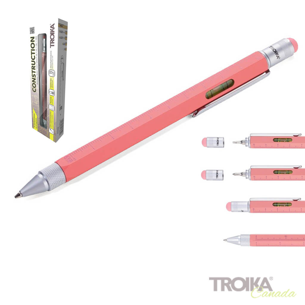 TROIKA MULTITASKING BALLPOINT PEN "CONSTRUCTION" - CORAL