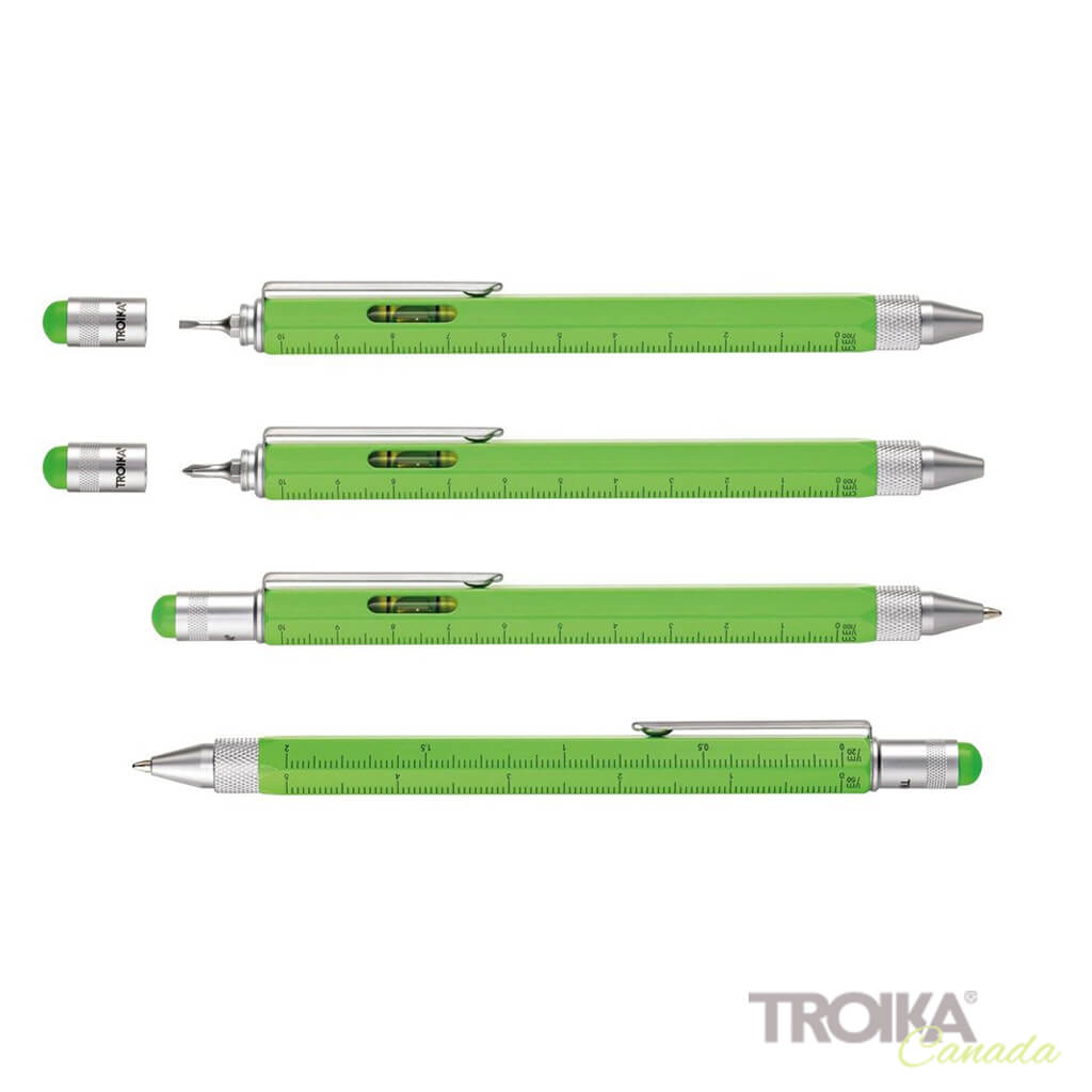 TROIKA MULTITASKING BALLPOINT PEN "CONSTRUCTION" - NEON GREEN