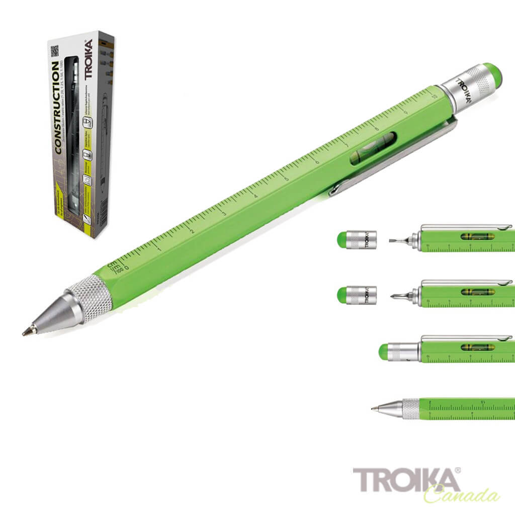 TROIKA MULTITASKING BALLPOINT PEN "CONSTRUCTION" - NEON GREEN