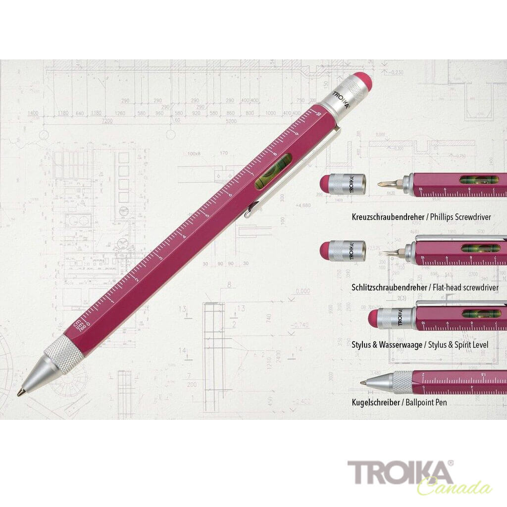 TROIKA Multitasking Ballpoint Pen "CONSTRUCTION" - Orchid Flower