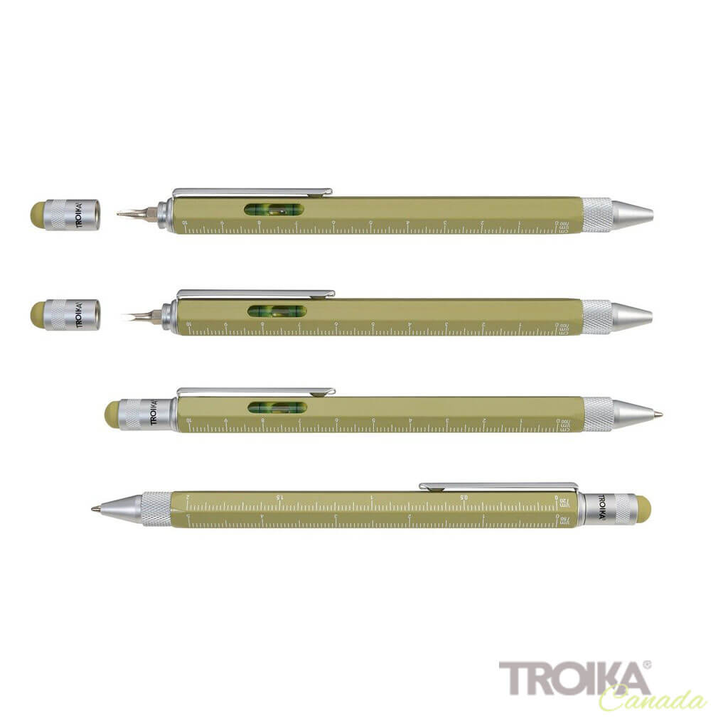 TROIKA Multitasking Ballpoint Pen "CONSTRUCTION" - Olive Oil