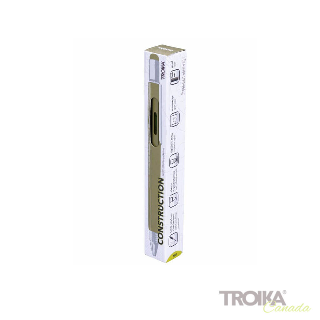 TROIKA Multitasking Ballpoint Pen "CONSTRUCTION" - Olive Oil - packaging