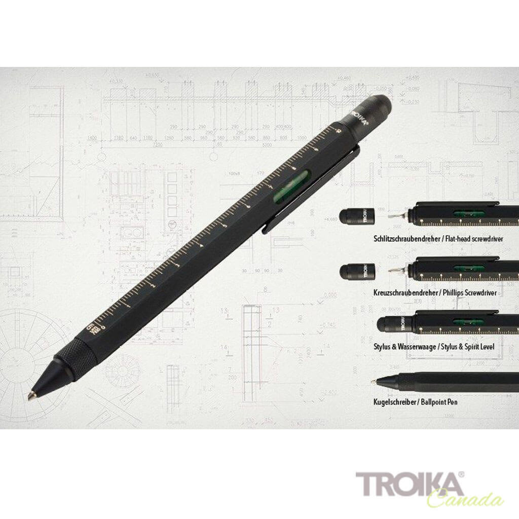 TROIKA Multitasking ballpoint pen "CONSTRUCTION" - superblack