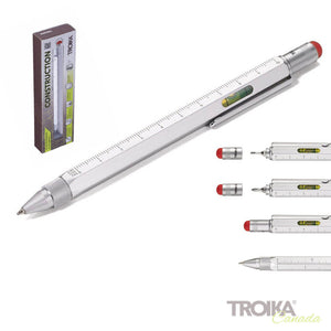 TROIKA Multitasking ballpoint pen "CONSTRUCTION" - silver/red
