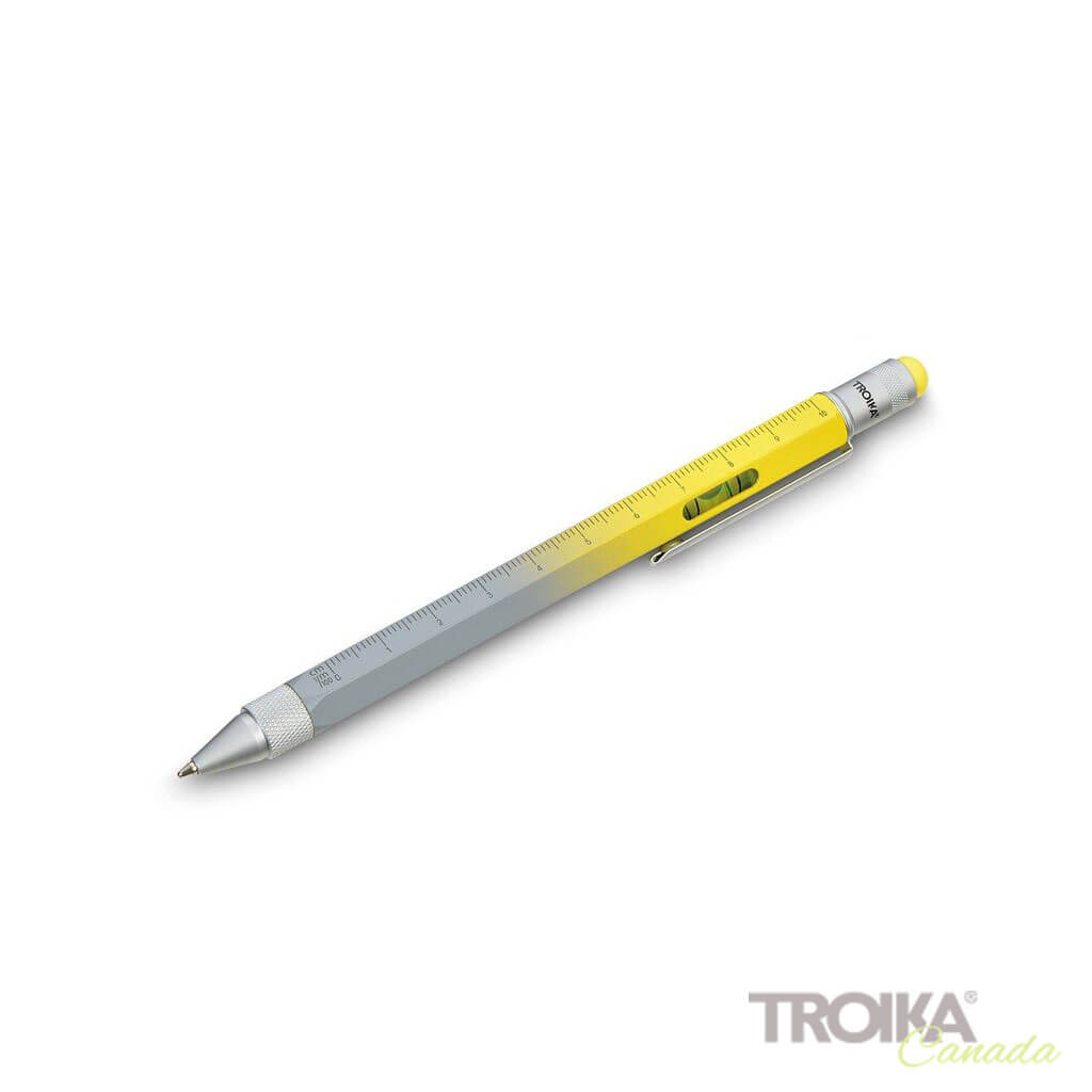 TROIKA MULTITASKING BALLPOINT PEN "CONSTRUCTION" - YELLOW/GREY