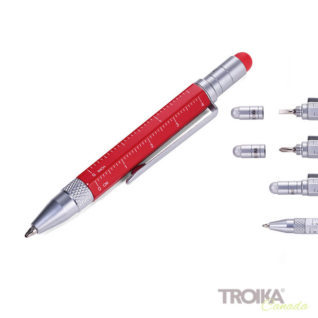 TROIKA Multitasking ballpoint pen &quot;CONSTRUCTION LILIPUT&quot; - small red