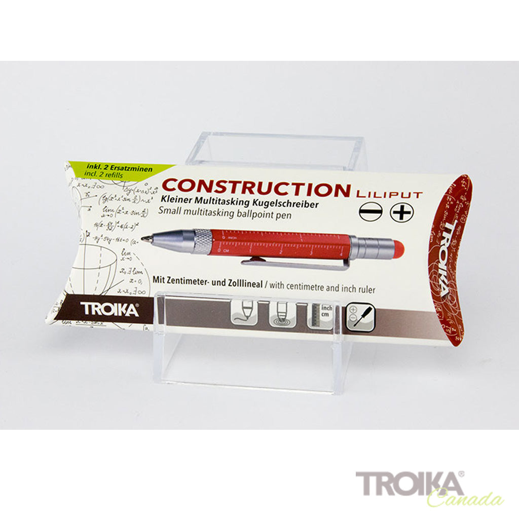 TROIKA Multitasking ballpoint pen "CONSTRUCTION LILIPUT" - small red