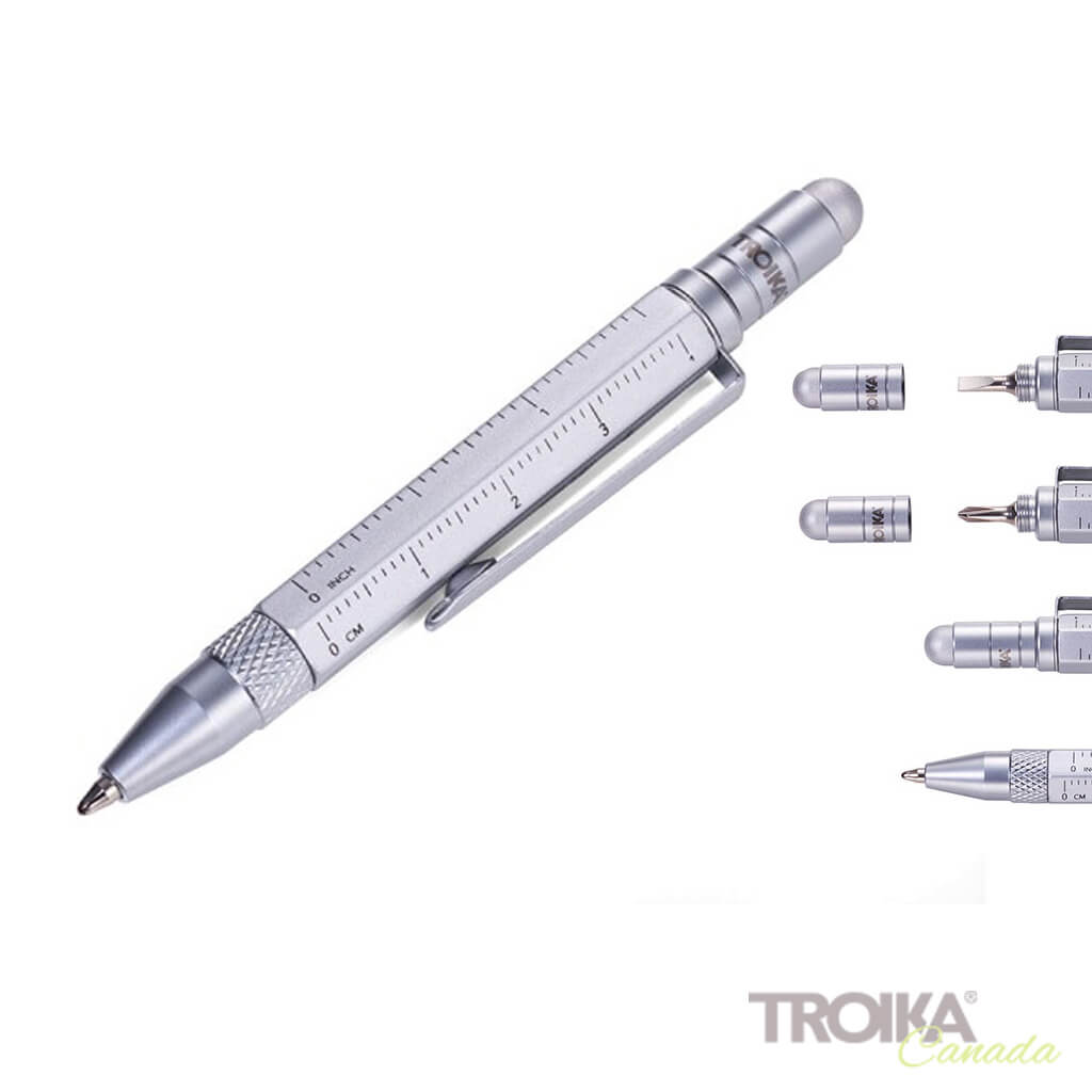 TROIKA Multitasking ballpoint pen "CONSTRUCTION LILIPUT" - small silver