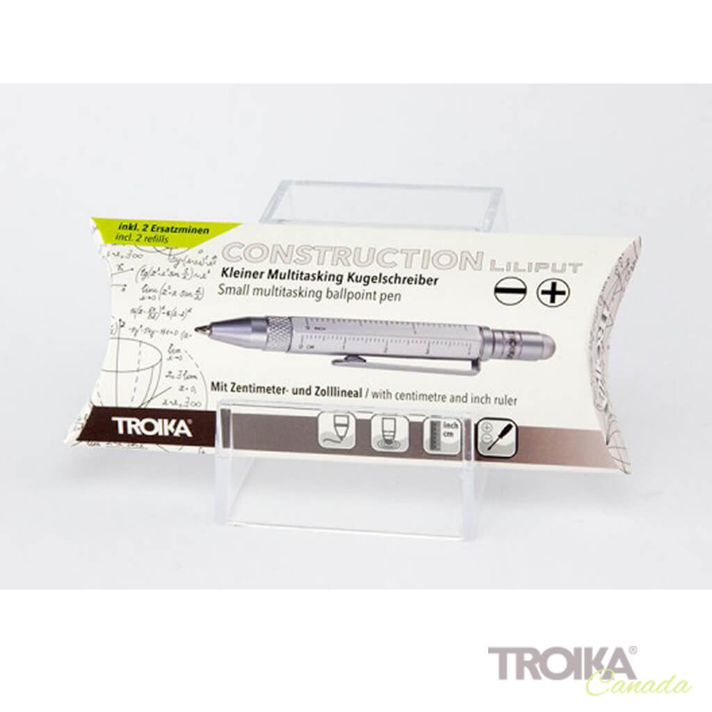 TROIKA Multitasking ballpoint pen "CONSTRUCTION LILIPUT" - small silver