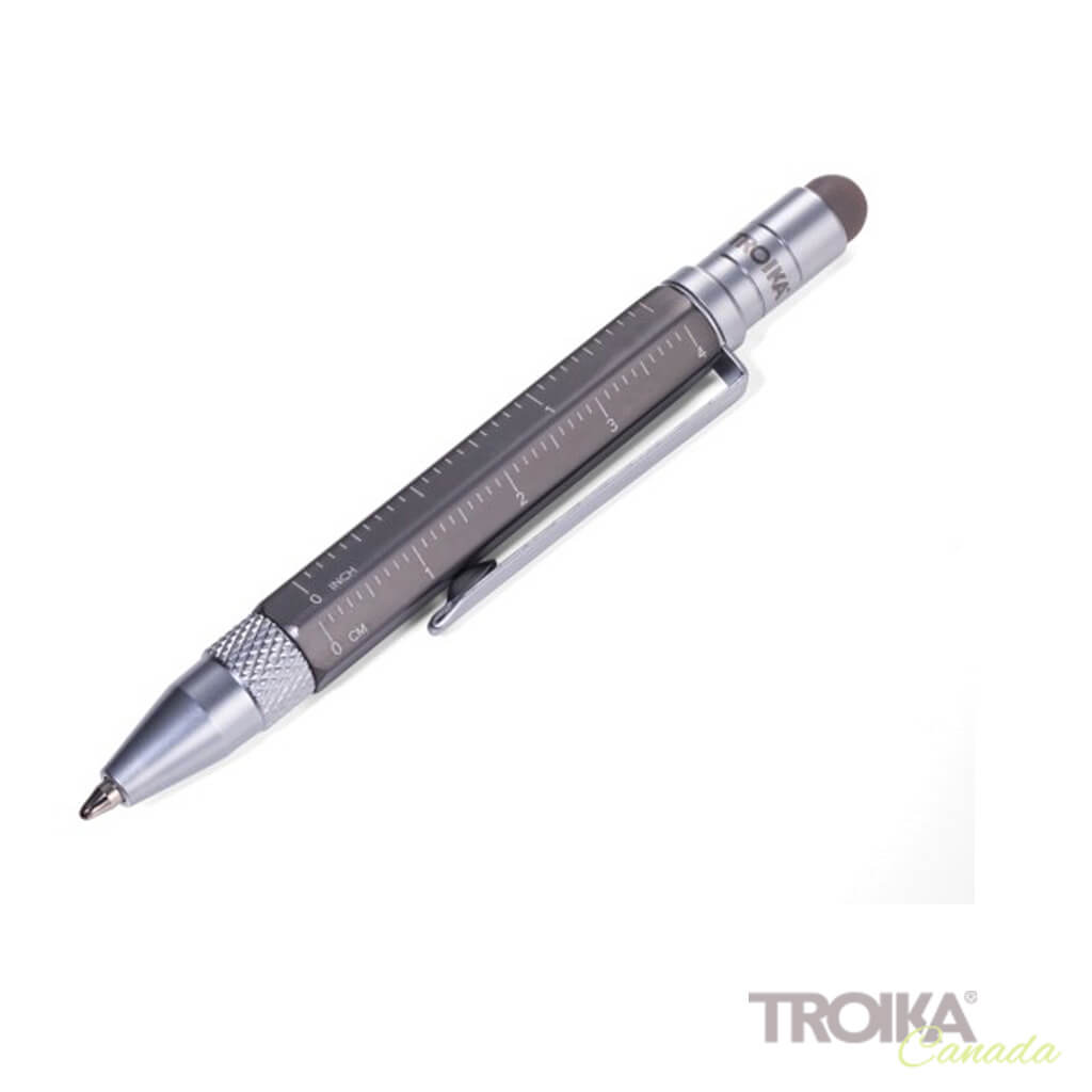 TROIKA Multitasking ballpoint pen &quot;CONSTRUCTION LILIPUT&quot; - small titanium