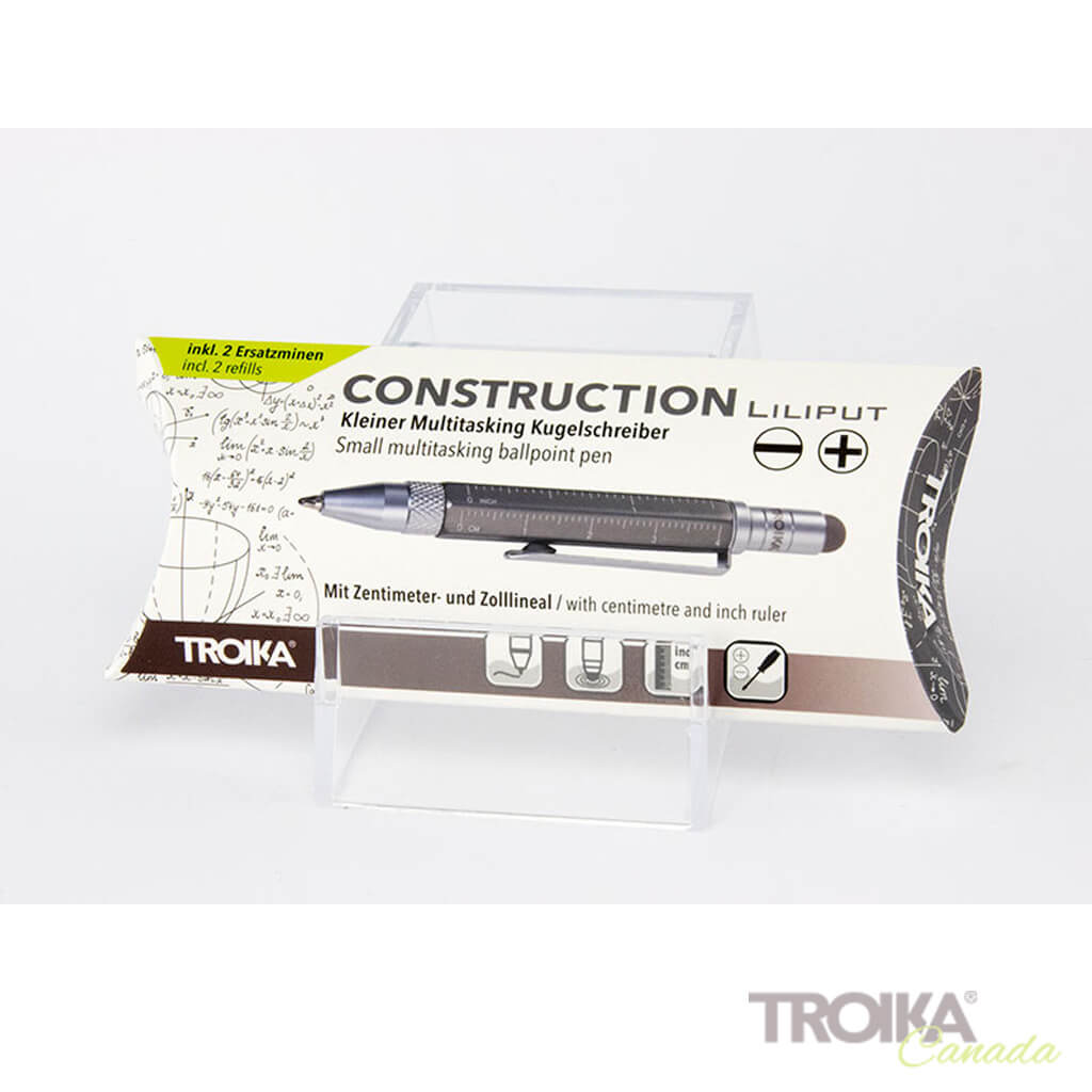 TROIKA Multitasking ballpoint pen "CONSTRUCTION LILIPUT" - small titanium