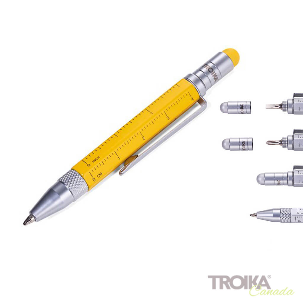 TROIKA Multitasking ballpoint pen "CONSTRUCTION LILIPUT" - small yellow