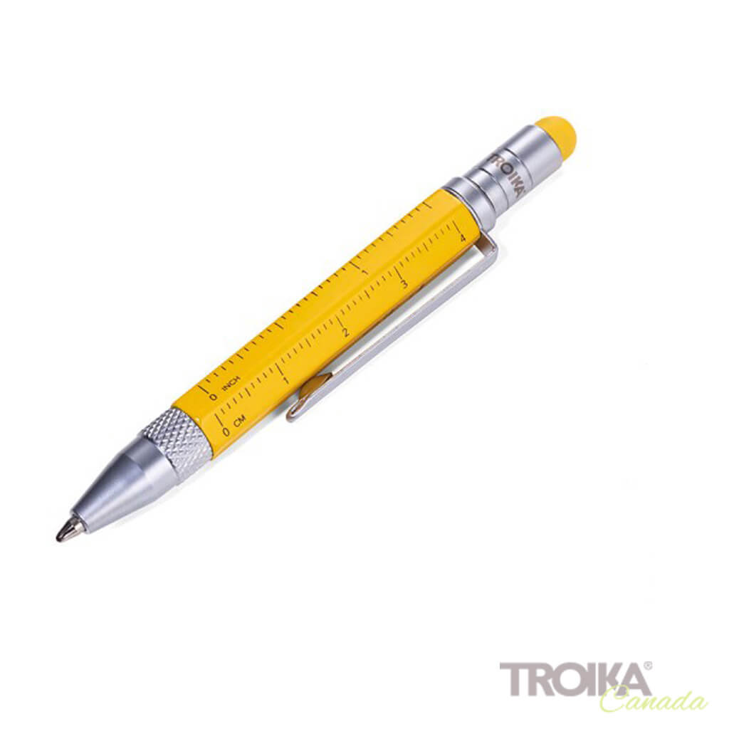 TROIKA Multitasking ballpoint pen "CONSTRUCTION LILIPUT" - small yellow