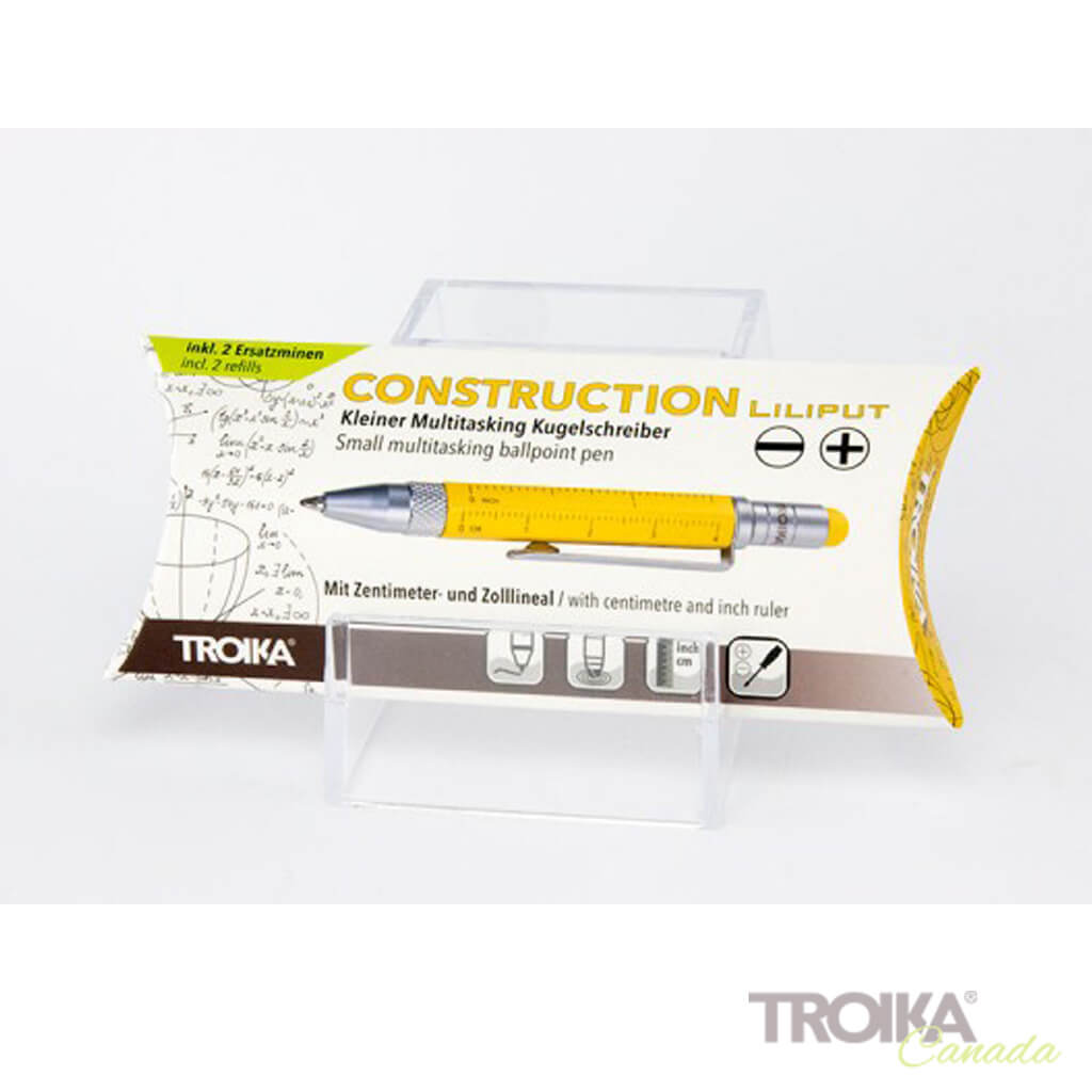 TROIKA Multitasking ballpoint pen "CONSTRUCTION LILIPUT" - small yellow